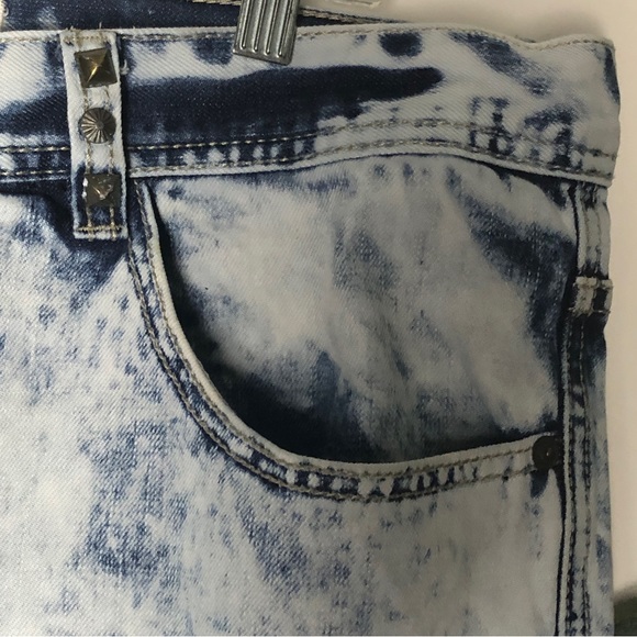 DECIBEL Pant Jean Short Men Metal Stub Belt Loop Acid Wash Distress Blue sz 40 - Picture 4 of 12